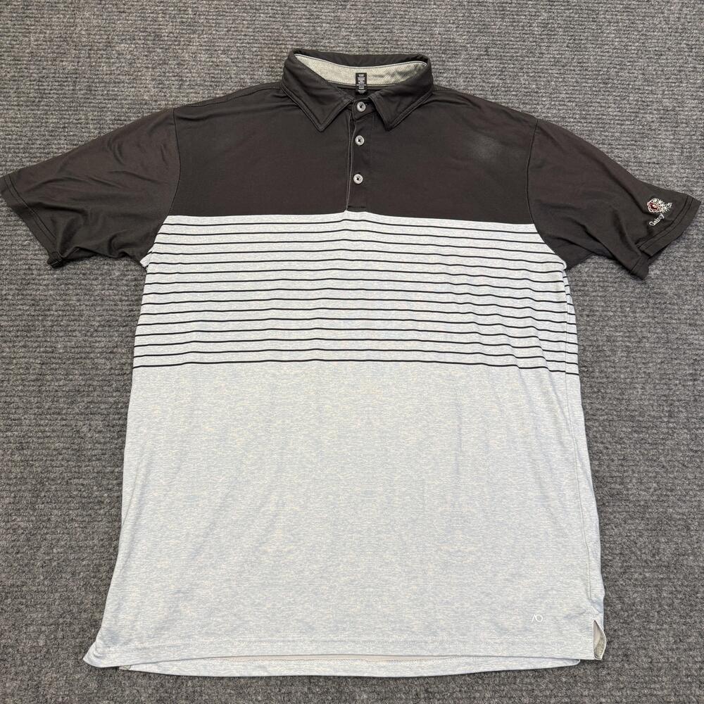 Anderson Ord Polo Shirt Mens Large Gray Stripe Gainey Ranch Golf Performance